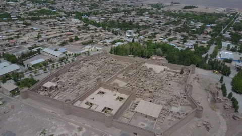 Rayen Castle (Arg-e Rayen in Persian) is an ancient adobe castle in Kerman Stock-Footage 116410761