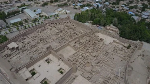 Rayen Castle (Arg-e Rayen in Persian) is an ancient adobe castle in Kerman Video stock 116410810