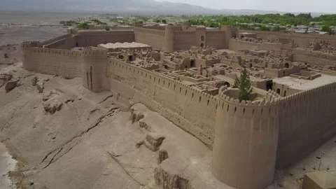 Rayen Castle (Arg-e Rayen in Persian) is an ancient adobe castle in Kerman Video stock 116410976