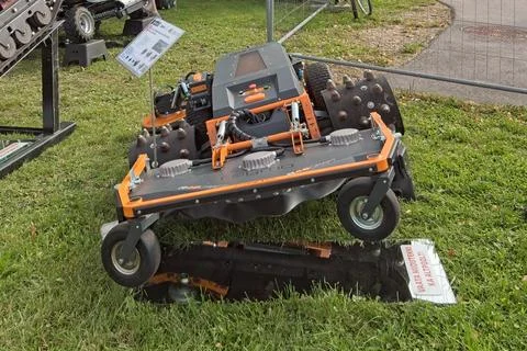 Raymo Torpedo electric, remote-controlled slope mower. Stock Photos
