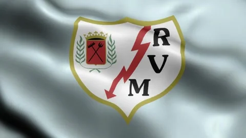 Rayo vallecano Flag video waving in wind  rayo vallecano Flag Wave Loop waving i Stock Footage 245357771