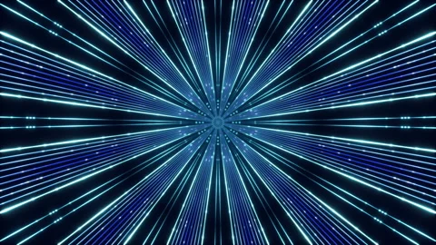 Rays and flashing light on blue background, loop Stock Footage 145671396
