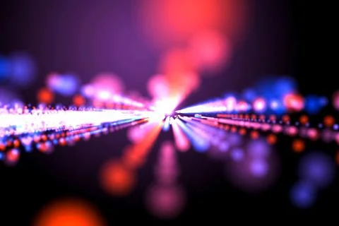 Rays and highlights of red and blue from the center to observer. Stock Photos