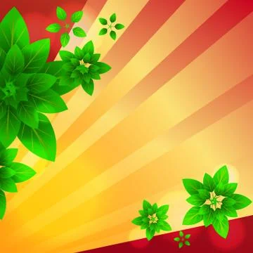 Rays and leaves Stock Illustration