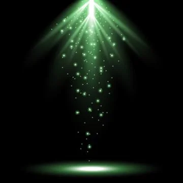 Rays of light from above, green color Stock Illustration