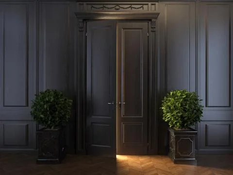 Rays of light behind door Stock Illustration