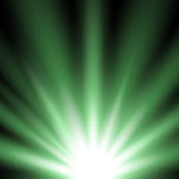 Rays of light from below, green color Stock Illustration
