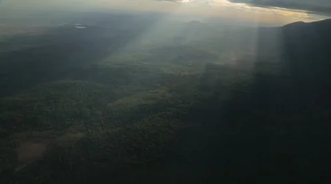 Rays of Light Foothils of Mt. Meru Tanzania Ariel Stock Footage 42401606