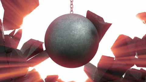 Rays Of Light Make Their Way Through A Wall Destroyed By A Wrecking Ball Stock Footage 106025148