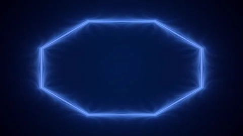 Rays of light radiate from the blue hexagon. Animation of an abstract frame on a Stock Footage 311475559