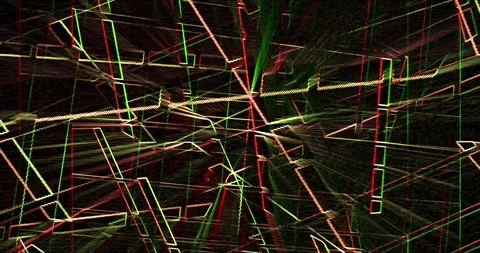 Rays of light in shades of red, white and green in 3D Stock Footage 247131757