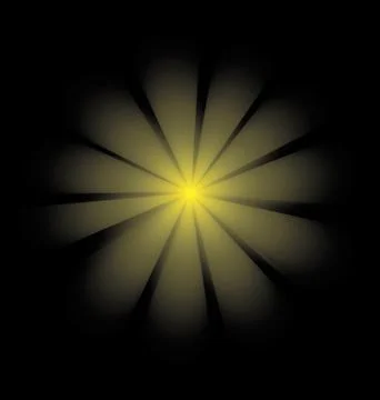 Rays of light in the shape of a flower on a black background Illustrazione stock