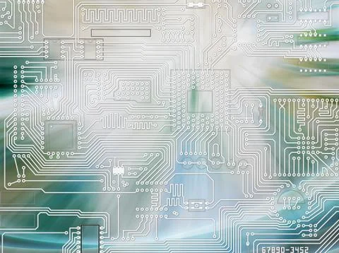 Rays of light shining and circuit board background Stock Illustration
