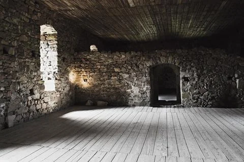 Rays of light shining into the old cellar Stock Photos