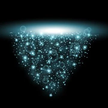 Rays of light with sparkles, aqua color Stock Illustration
