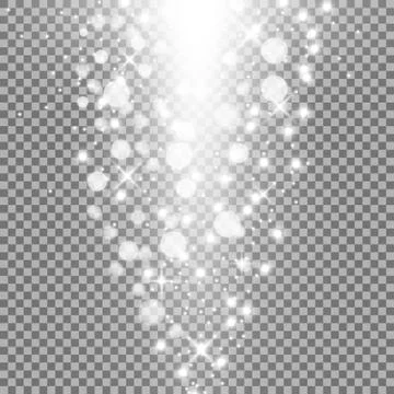 Rays of light with sparkles, white color Stock Illustration