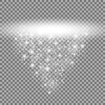 Rays of light with sparkles, white color Stock Illustration