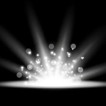 Rays of light with sparks, white color Stock Illustration