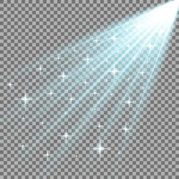 Rays of light with stars, aqua color Stock Illustration