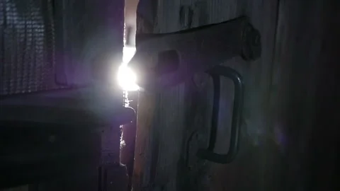 Rays of light through the slits of the door. Stock Footage 97125090