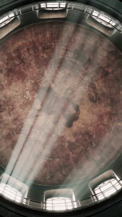 Rays of light under the dome of the old Orthodox church. Video stock 293138302