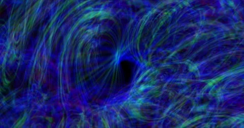 Rays of light in violet and blue hues move and bend Stock Footage 249743697