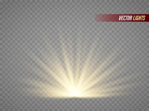 Rays of light. Warm light effect. Sun beams isolated on transparent background. Stock Illustration