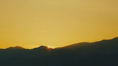 Rays Over Hills Or Mountain On Silhouette View. Decorative. Wild Nature Stock Photos