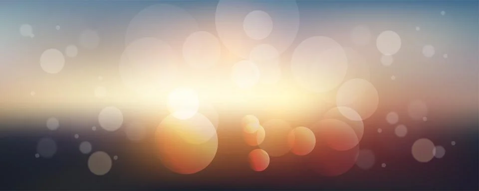 Rays of the setting sun and golden bokeh on the evening background. Dark ba.. Stock Illustration