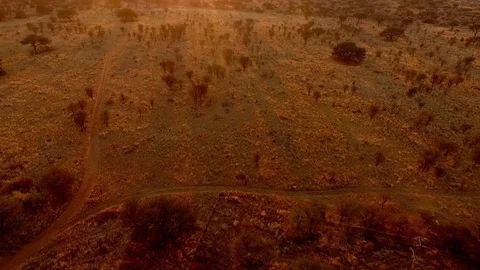The rays of the setting sun illuminate the nature of Namibia. Video stock 77506076