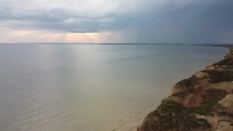 Rays of the setting sun over a wide river Stock Footage 196725104