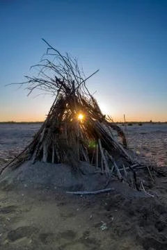 The rays of the setting sun. Stock Photos