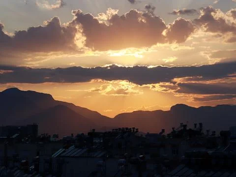 The rays of the setting sun Stock Photos