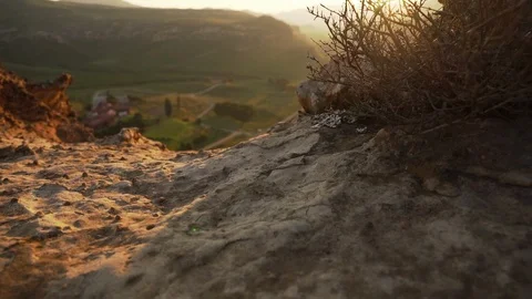 Rays of the setting sun shining down the valleys of Golden Gate Stock Footage 114797927