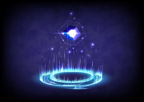 Rays stage for showing. GUI and UI virtual reality. Portal and hologram scien Stock-Illustration