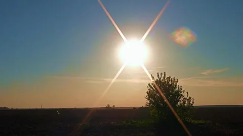 Rays of a sun above the field Stock Footage 37535854
