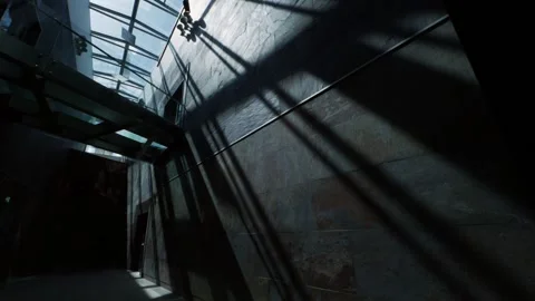 Rays of the sun enter the room.  light and shadow. black and white interior Stock Footage 156746871