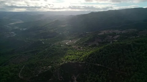 The rays of the sun illuminate the green valley Stock Footage 231217037