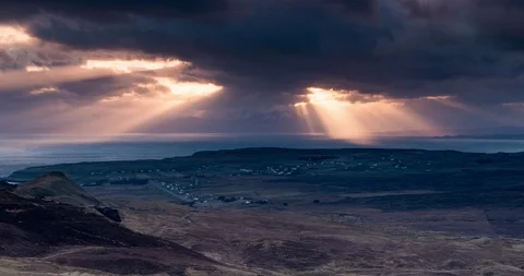 Rays of sun over Isle of Skye Stock Footage 88075619