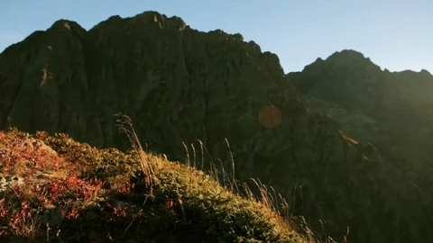 The rays of the sun over a mountain valley Dolly Motion Stock-Footage 88181784