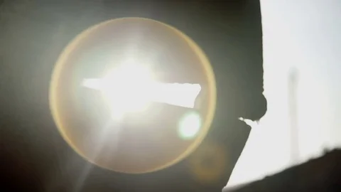 Rays of the sun shine through the truck mixer Stock Footage 82127917