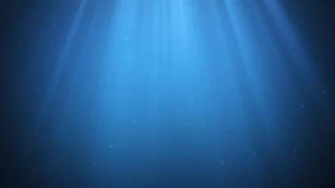 Rays of sunlight shining from above penetrate deep clear blue water. Sun light Stock Illustration