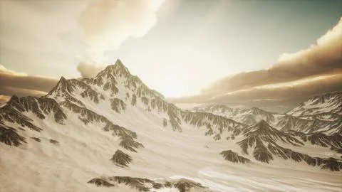 Rays of Sunset on the Tops of the Mountains Stock Illustration