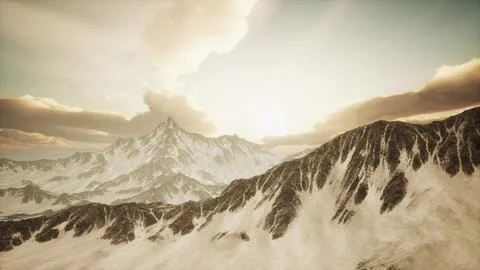 Rays of Sunset on the Tops of the Mountains Stock Illustration