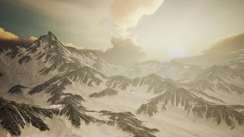 Rays of Sunset on the Tops of the Mountains Stock Illustration