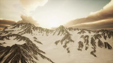 Rays of Sunset on the Tops of the Mountains Stock Illustration