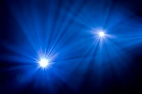 Rays theatrical spotlights on the stage during the performance Foto stock