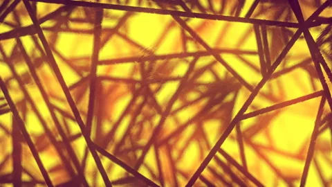 Rays of yellow light pass through a loop moving geometric pattern. 3d rendering Stock Footage 201411004