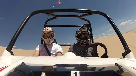 Razer Sport Utility Vehicle 4 wheeler at the sand dunes 2.mp4 Stock Footage