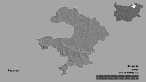 Razgrad, Bulgaria. Bilevel elevation map Stock Illustration
